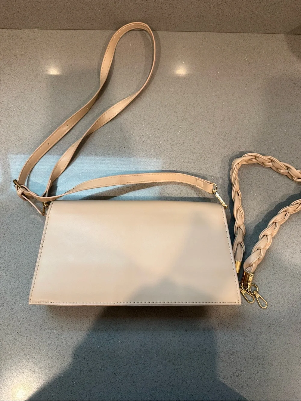 Women’s Cream Crossbody Bag with Braided Strap